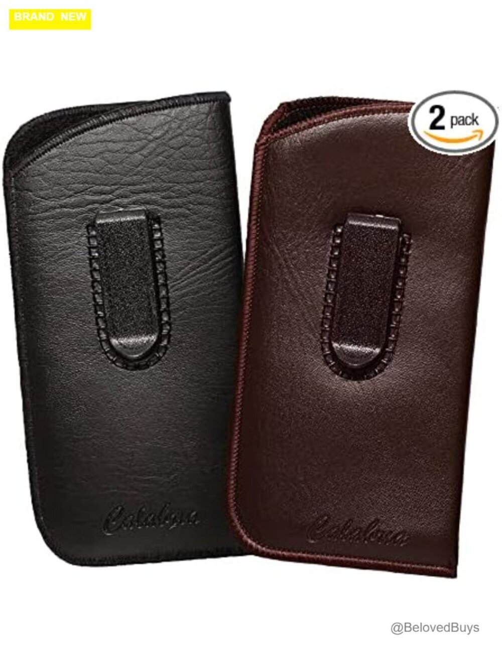 Slim Faux Leather Eyeglass Case Slip-In Design 2 Pack Pouch for Glasses